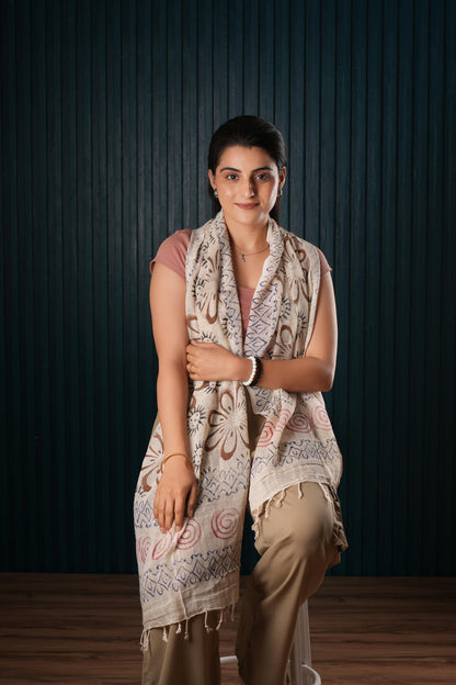 Cotton Printed Scarf Indian Boho Hand-Block Mud Cloth Printed Scarves