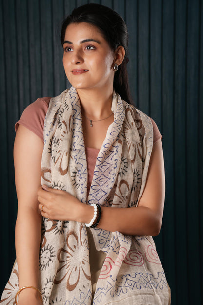 Cotton Printed Scarf Indian Boho Hand-Block Mud Cloth Printed Scarves