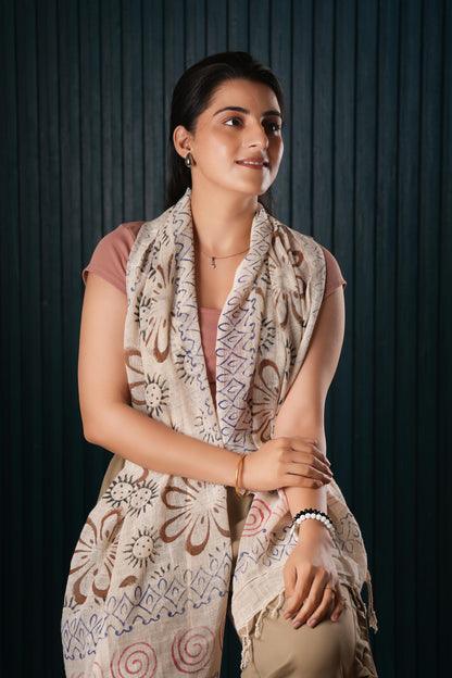 Cotton Printed Scarf Indian Boho Hand-Block Mud Cloth Printed Scarves