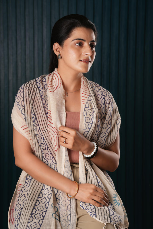 Cotton Printed Scarf Indian Boho Hand-Block Mud Cloth Printed Scarves