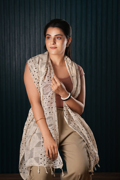 Cotton Printed Scarf Indian Boho Hand-Block Mud Cloth Printed Scarves