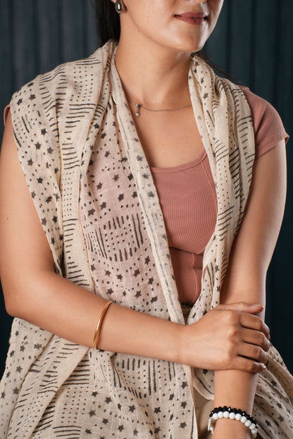 Cotton Printed Scarf Indian Boho Hand-Block Mud Cloth Printed Scarves