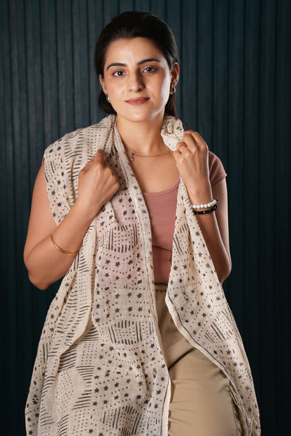 Cotton Printed Scarf Indian Boho Hand-Block Mud Cloth Printed Scarves