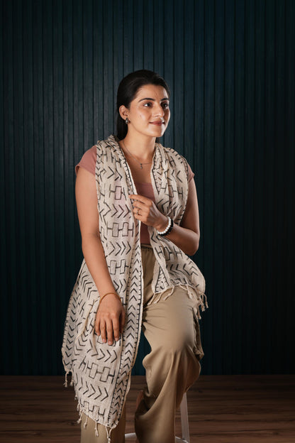 Cotton Printed Scarf Indian Boho Hand-Block Mud Cloth Printed Scarves