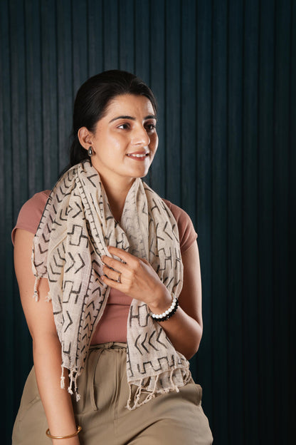 Cotton Printed Scarf Indian Boho Hand-Block Mud Cloth Printed Scarves