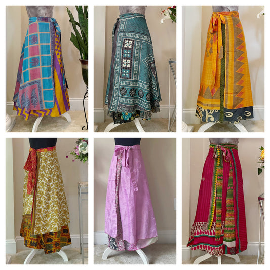 Silk Long Wrap Skirts