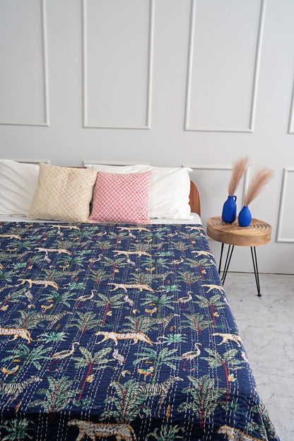 Navy Safari Kantha Quilt