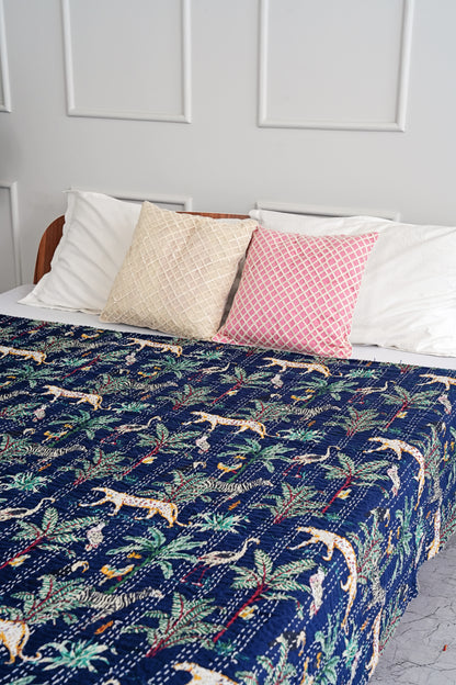 Navy Safari Kantha Quilt