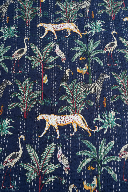 Navy Safari Kantha Quilt