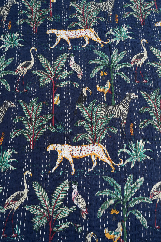 Navy Safari Kantha Quilt