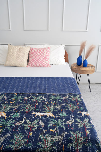 Navy Safari Kantha Quilt
