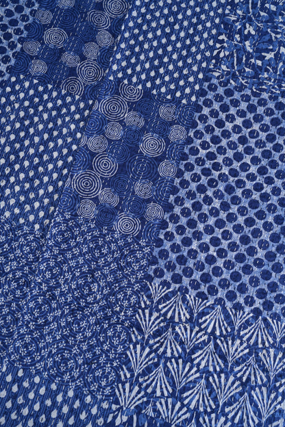 Patchwork Kantha Quilt - Blue