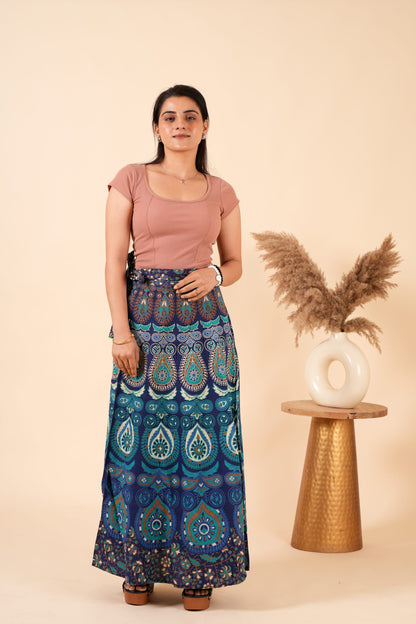 Mandala Cotton Long Wrap Skirt