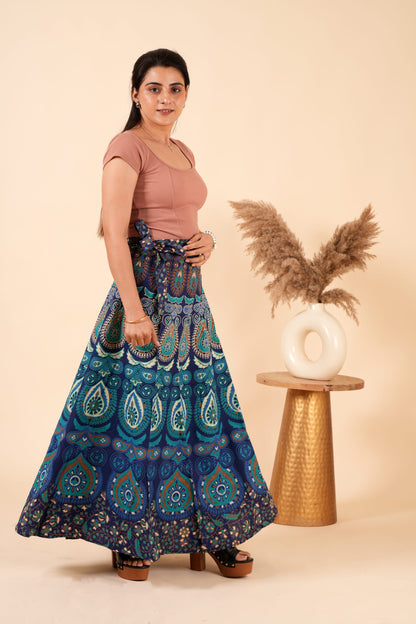 Mandala Cotton Long Wrap Skirt