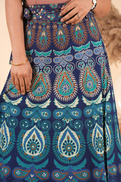 Mandala Cotton Long Wrap Skirt