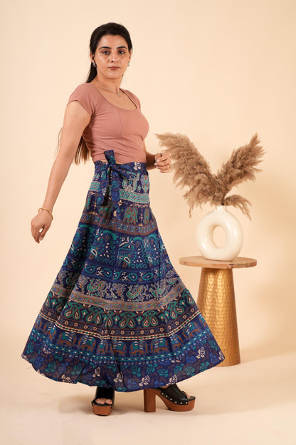 Handmade Cotton Vintage Indian Maxi Long Wrap Skirt