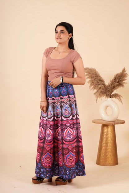Mandala Purple Cotton Maxi Long Wrap Skirt