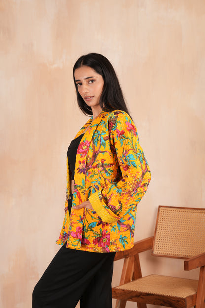 Sparrow Indian Quilted Kantha Jacket - Yellow
