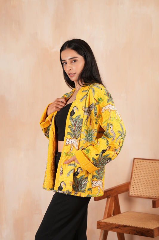 Safari Kantha Jacket - Yellow