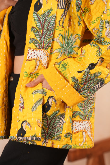 Safari Kantha Jacket - Yellow