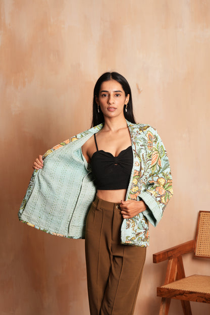 Cotton Printed Kantha Jacket