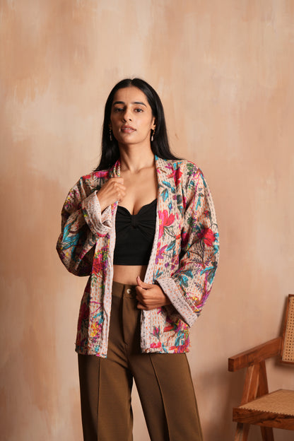Beige Sparrow Kantha Jacket