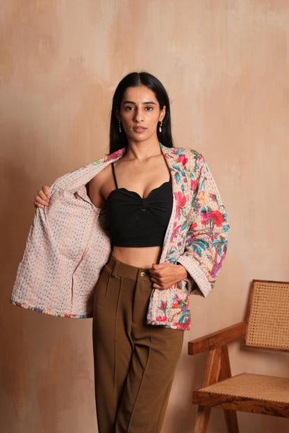 Beige Sparrow Kantha Jacket