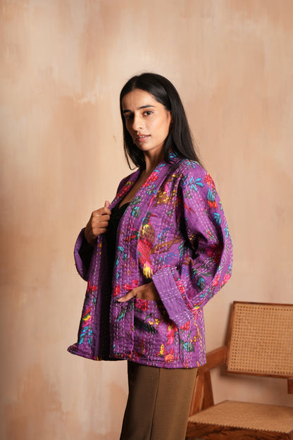 Indian Sparrow Kantha Jacket - Purple