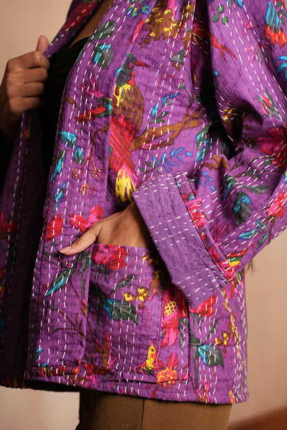 Indian Sparrow Kantha Jacket - Purple