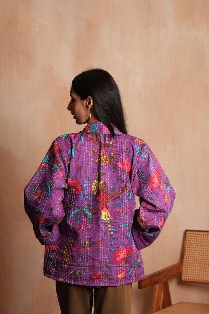 Indian Sparrow Kantha Jacket - Purple