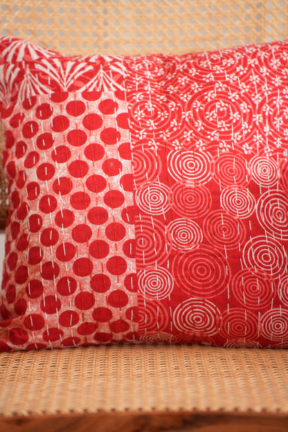 Red Patchwork Throw Pillow Case