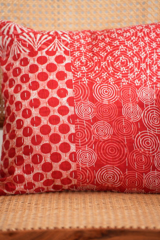 Red Patchwork Throw Pillow Case
