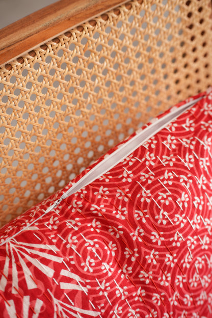 Red Patchwork Throw Pillow Case