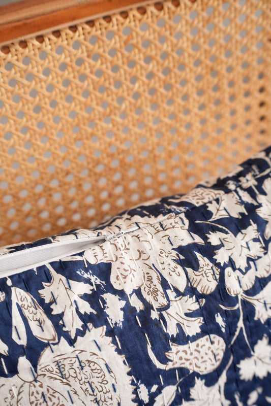 Cotton Kantha Pillowcase - Blue