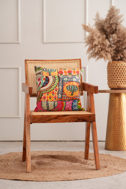 Cotton Printed Kantha Cushion Cover - Multicolor