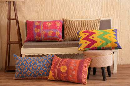 5 Pc's Handmade Cotton Vintage Reversible Kantha Cushion Covers