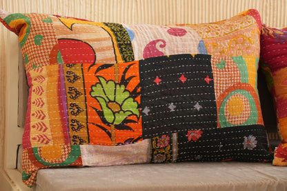 Hand Stitched Patchwork Kantha Pillowcases - Set of 5