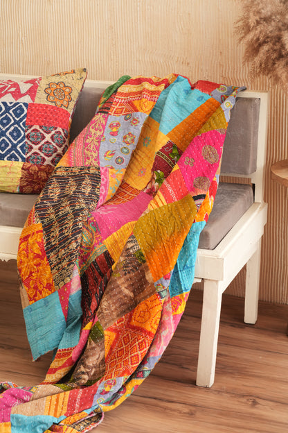 Handmade Vintage Cotton Patchwork Kantha Quilt