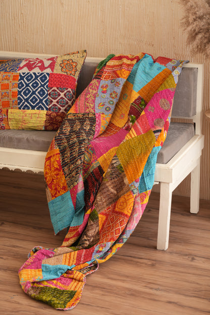 Handmade Vintage Cotton Patchwork Kantha Quilt
