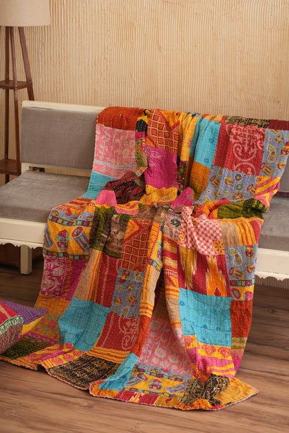 Handmade Vintage Cotton Patchwork Kantha Quilt