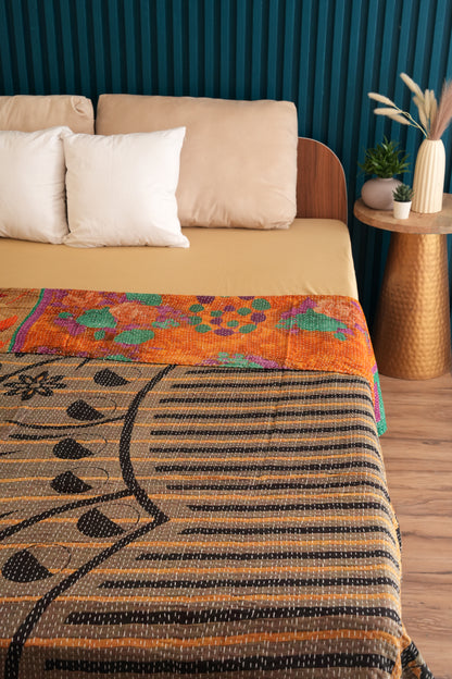 Indian Cotton Handmade Vintage Reversible Kantha Quilts