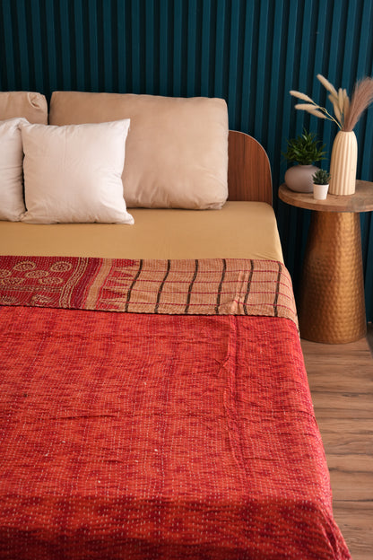 Indian Cotton Handmade Vintage Reversible Kantha Quilts