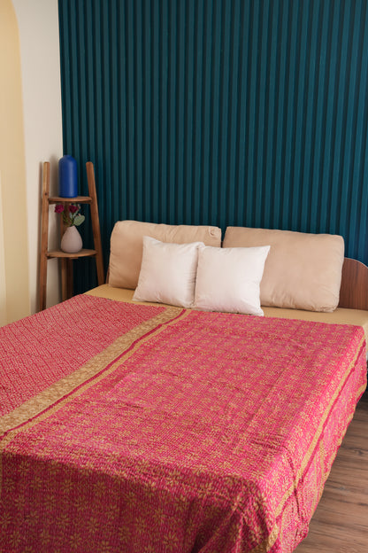 Indian Cotton Handmade Vintage Reversible Kantha Quilts