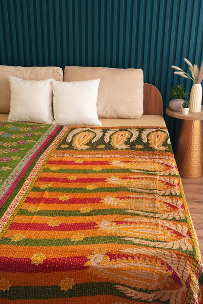 Indian Cotton Handmade Vintage Reversible Kantha Quilts