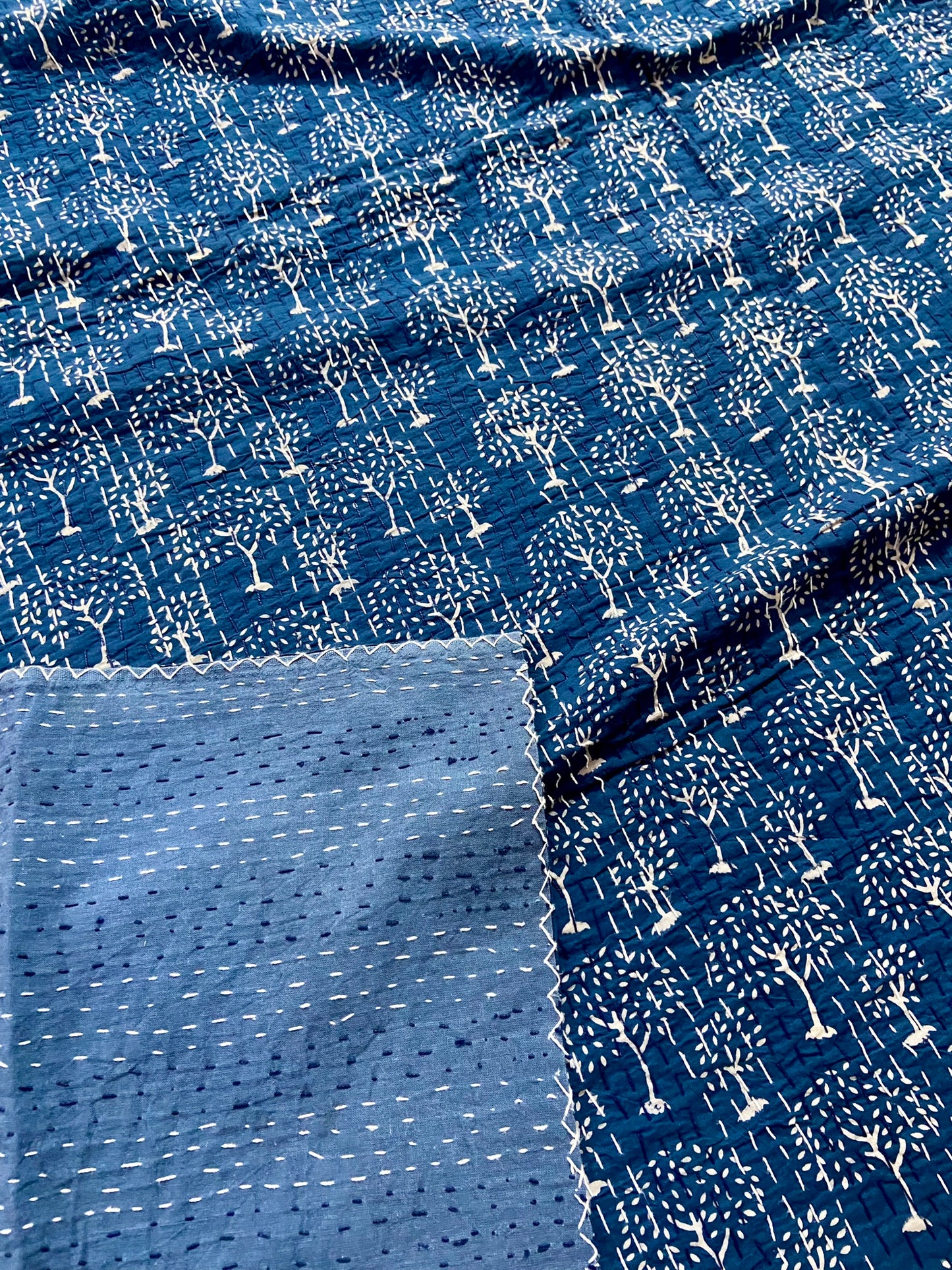 Indigo Queen Kantha Quilt