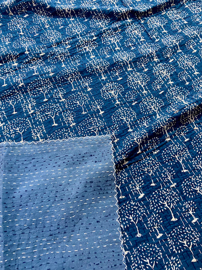 Indigo Queen Kantha Quilt