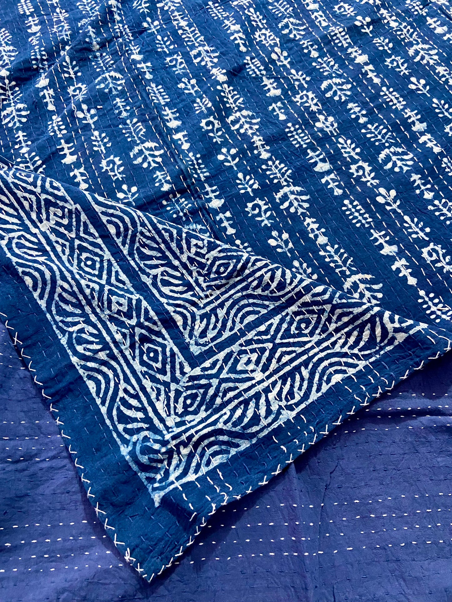 Rare Indigo Kantha Throw