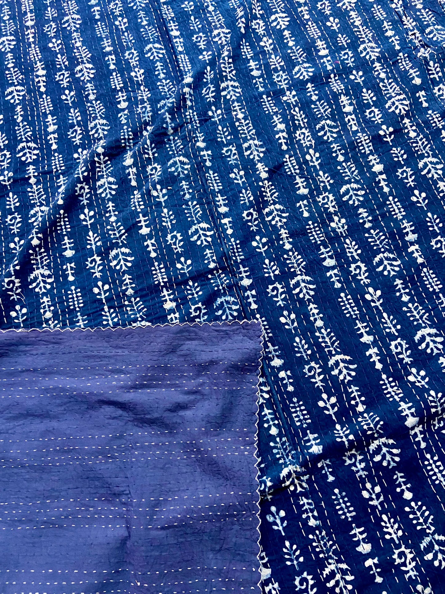 Rare Indigo Kantha Throw