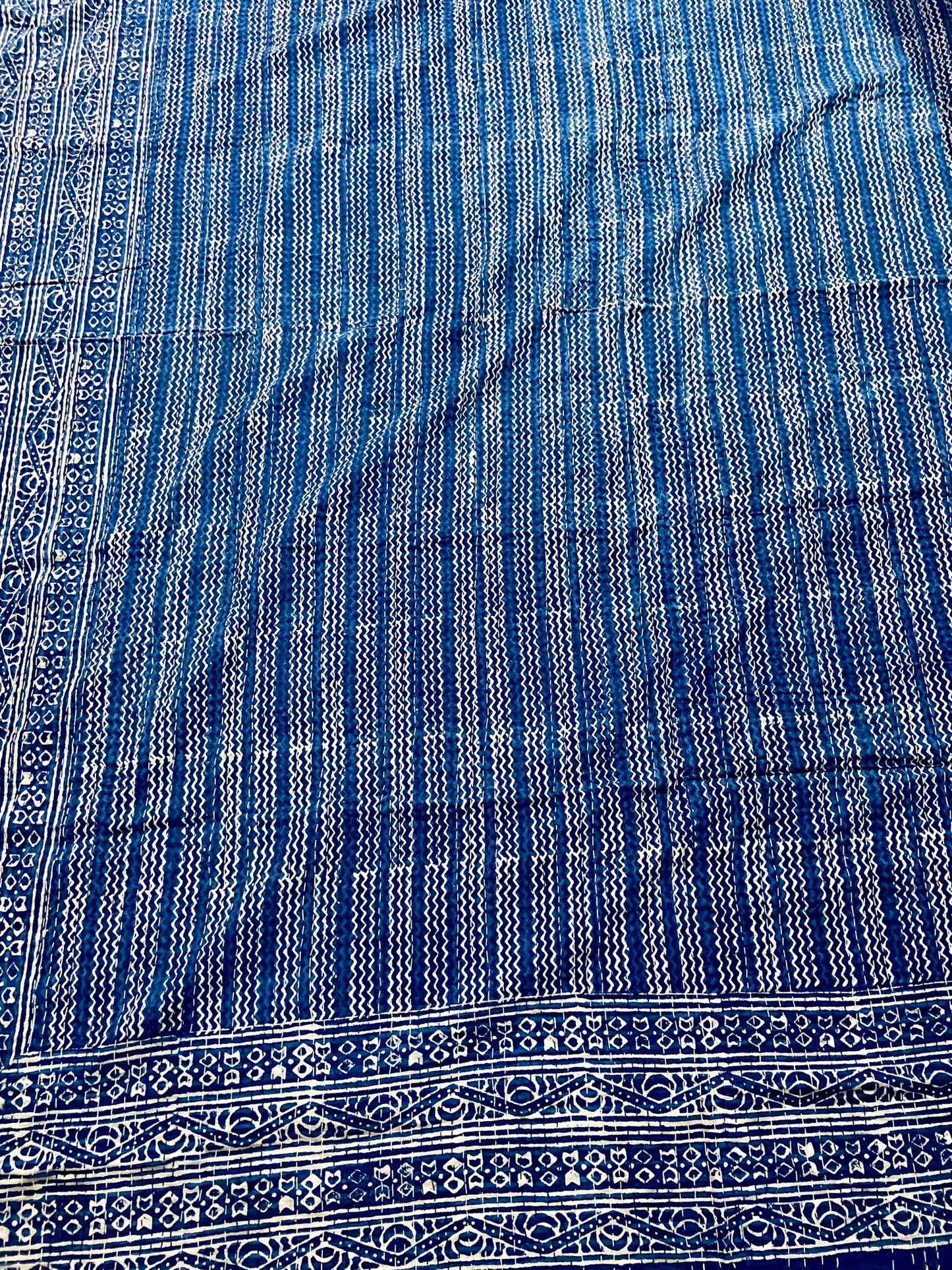 Geometric Indigo Cotton Kantha Quilt