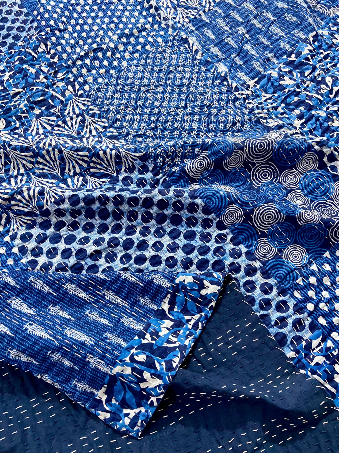 Patchwork Indigo Kantha Quilt